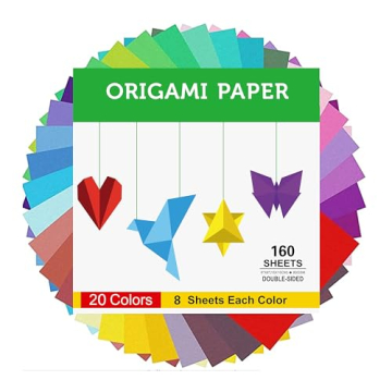 Origami Paper Double Sided Color - 160 Sheets - 20 Colors - 6 Inch Square Easy Fold Paper for Beginn...