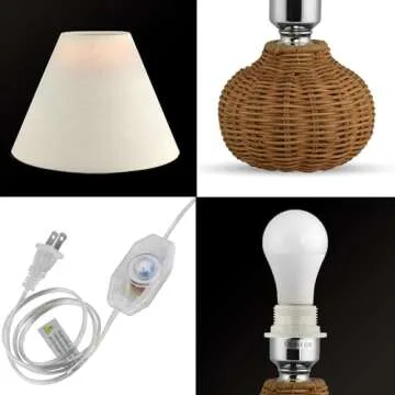 Dimmable Boho Table Lamp - Eco-Friendly Rattan Design