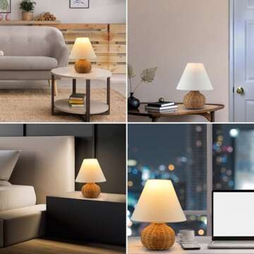 Dimmable Boho Table Lamp - Eco-Friendly Rattan Design