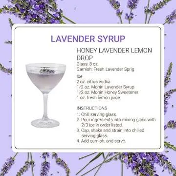 Monin - Lavender Syrup, Aromatic and Floral, Natural Flavors, Great for Cocktails, Lemonades, and Sodas, Non-GMO, Gluten-Free (1 Liter)