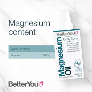 BetterYou Magnesium Oil Body Spray - Fast-Absorbing for Muscle Recovery and Joint Comfort - 3.38 oz