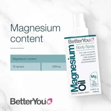 BetterYou Magnesium Oil Body Spray - Fast-Absorbing for Muscle Recovery and Joint Comfort - 3.38 oz