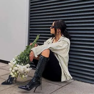 Oiamenne Knee High Stiletto Boots for Women - Fashionable & Stylish