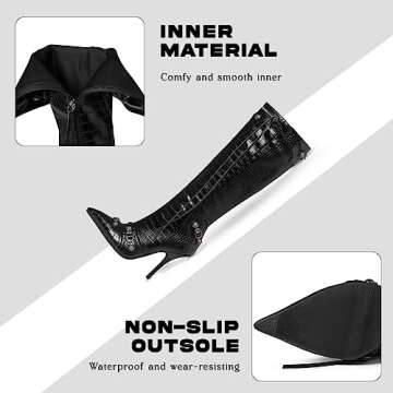 Oiamenne Knee High Stiletto Boots for Women - Fashionable & Stylish