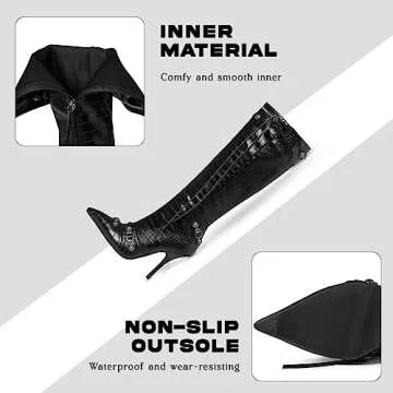 Oiamenne Knee High Stiletto Boots for Women - Fashionable & Stylish