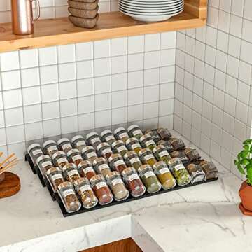 Sezanrpt Acrylic Spice Drawer Organizer Rack Adjustable From 12 Inch to 24 Inch Wide, 4 Tier Spice Organizer Shelf for Kitchen Drawer Display, Kitchen Spice Rack Tray for Drawer