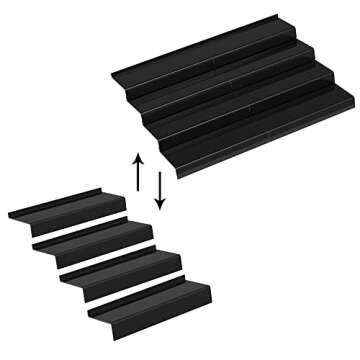 Sezanrpt Acrylic Spice Drawer Organizer Rack Adjustable From 12 Inch to 24 Inch Wide, 4 Tier Spice Organizer Shelf for Kitchen Drawer Display, Kitchen Spice Rack Tray for Drawer