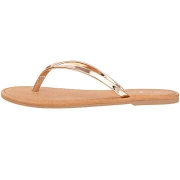 CLOVERLAY Rose Gold Vegan Flip Flops for Summer