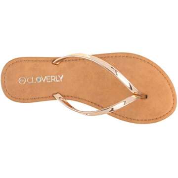 CLOVERLAY Rose Gold Vegan Flip Flops for Summer