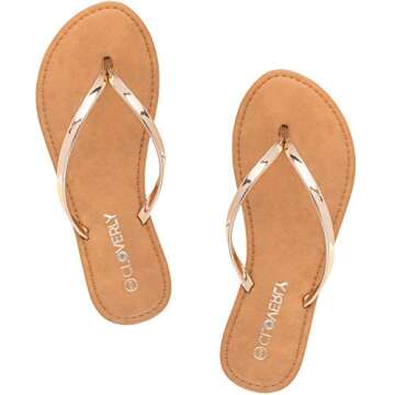 CLOVERLAY Rose Gold Vegan Flip Flops for Summer