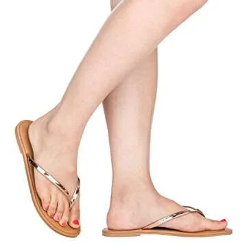 CLOVERLAY Rose Gold Vegan Flip Flops for Summer