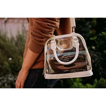 Clear Bag For Women Transparent Crossbody Shoulder Bag Tote (White)