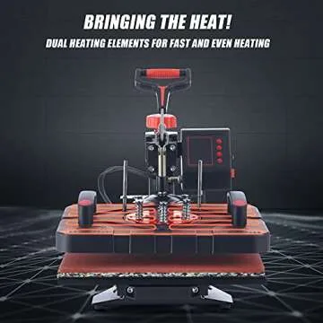 CREWORKS Heat Press Machine, 15x15 Inch T Shirt Transfer Press with 5in1 Plate Cap Mug Set, 360 Swing Away Sublimation Heat Press for Hats T Shirts Vinyl Mugs Cups Shoes for Home & Commercial Use