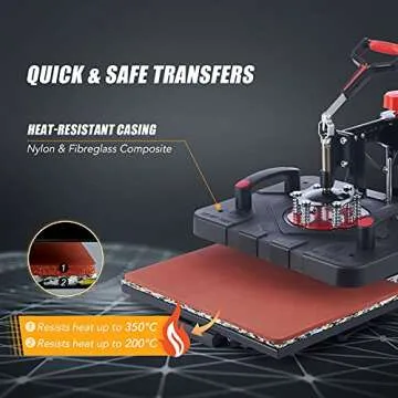CREWORKS Heat Press Machine, 15x15 Inch T Shirt Transfer Press with 5in1 Plate Cap Mug Set, 360 Swing Away Sublimation Heat Press for Hats T Shirts Vinyl Mugs Cups Shoes for Home & Commercial Use