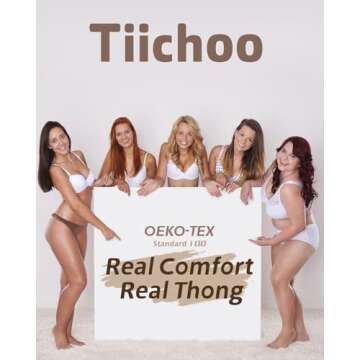 TIICHOO Period Underwear for Women Sexy Lace Thong Period Panties Light Flow Leak Proof Underwear Pack of 6(Large,Black)