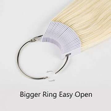 TOFAFA Hair Swatches 100% Human Hair Color Rings Testing Fashion Colors Samples 8 inch Lightest Blon...