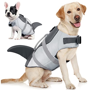 AOFITEE Dog Life Jacket Large, Dog Life Vest for Swimming, High Flotation Dog Swimming Vest with Res...