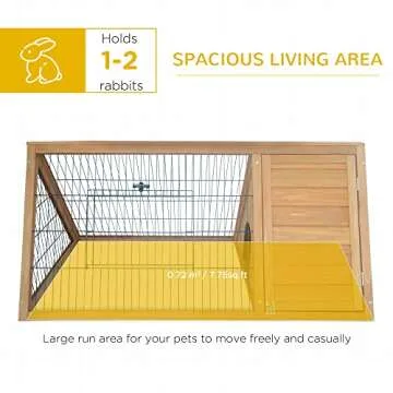 Pawhut 46" x 24" Wooden A-Frame Outdoor Rabbit Cage Small Animal Hutch with Outside Run & Ventilating Wire, Yellow