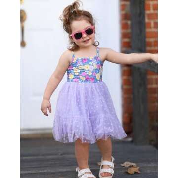 Arshiner Toddler Girl Tutu Dress Purple Tulle Birthday Princess Dresses Fairy Photo Shoot Outfit Summer Clothes 4t