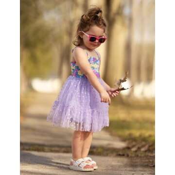 Arshiner Toddler Girl Tutu Dress Purple Tulle Birthday Princess Dresses Fairy Photo Shoot Outfit Summer Clothes 4t