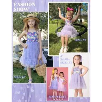 Arshiner Toddler Girl Tutu Dress Purple Tulle Birthday Princess Dresses Fairy Photo Shoot Outfit Summer Clothes 4t