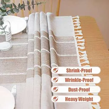 Vonabem 60 Inch Round Table Cloth Wrinkle Free for Dining