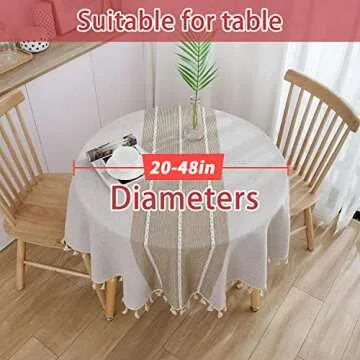 Vonabem 60 Inch Round Table Cloth Wrinkle Free for Dining