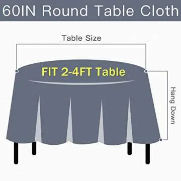 Vonabem 60 Inch Round Table Cloth Wrinkle Free for Dining