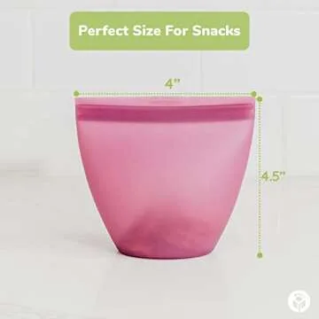 WeeSprout Reusable Snack Bags for Kids, LFGB Silicone Pouches for Toddlers, Easy Pinch Tops, Fit In Cup Holders for On-the-Go Travel, Self-Standing Design, Dishwasher Safe Reusable Bags, Set of 4