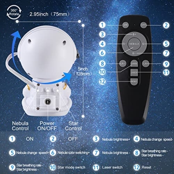SEVEYEE Mini Astronaut Galaxy Projector Night Light Remote