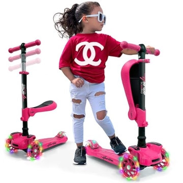 Hurtle Kids Scooter - Fun & Safe Sit-or-Stand Design for Kids 1-12