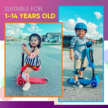 Hurtle Kids Scooter - Adjustable, LED Lights, & Foldable Seat
