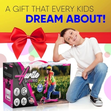 Hurtle Kids Scooter - Adjustable, LED Lights, & Foldable Seat