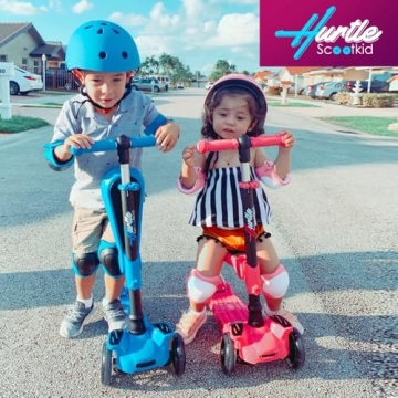 Hurtle Kids Scooter - Adjustable, LED Lights, & Foldable Seat