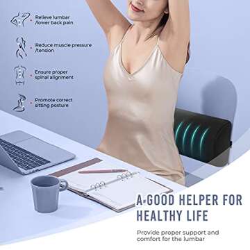 Tusscle Lumbar Support Pillow for Office Chair Car, D-Shaped Lumbar Roll Back Support for Lower Back...