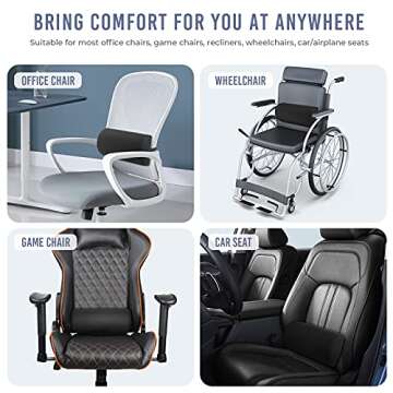 Tusscle Lumbar Support Pillow for Office Chair Car, D-Shaped Lumbar Roll Back Support for Lower Back Pain Relief, Ergonomic Lumbar Back Cushion with Removable Strap and Cover