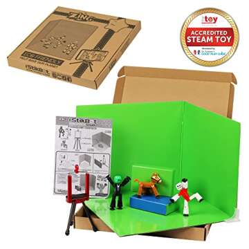 StikBot Zanimation Studio with Pet - Includes 2, 1 Horse, 1 Phone Stand and 1 Reversible Backdrop - ...