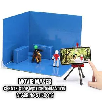 StikBot Zanimation Studio with Pet - Includes 2, 1 Horse, 1 Phone Stand and 1 Reversible Backdrop - in Eco-Friendly Packaging