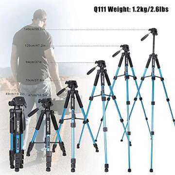 Portable 55-inch Camera Tripod Q111 - Lightweight & Versatile