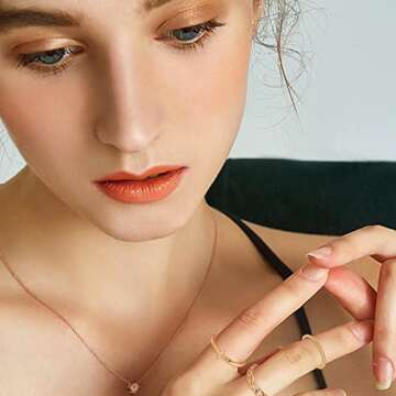 TOBENY 8PCS 14K Gold Plated Stacking Rings for Women – Sizes 4 to 11, Eternity Wedding Bands