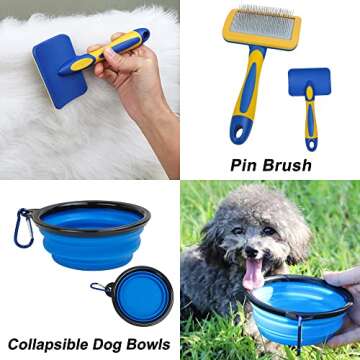 Dog Grooming Kit: 8-Piece Set with Slicker Brush, Deshedding Tools, Flea Comb, and Double-Sided Grooming Comb