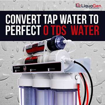 LiquaGen- 5 Stage Reverse Osmosis & Deionization (RODI) | Aquarium Reef Water Filter System - 75 GPD | Water Purifier for Fish Tank with Filter's Included