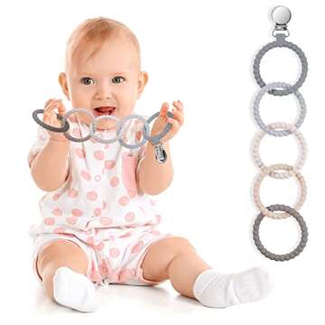 Ainiv Silicone Baby Teether Links, Cutie Baby Teething Toys with Pacifier Clip, Multi Use Baby Teeth...