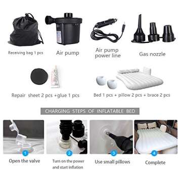 TOPHORT Inflatable Car Air Mattress, Black, 18" x 18" x 3"