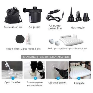 TOPHORT Inflatable Car Air Mattress, Black, 18" x 18" x 3"