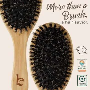 Boar Bristle Hair Brush - Eco-Friendly Bamboo Brush for Shiny, Healthy Hair for Men, Women & Kids