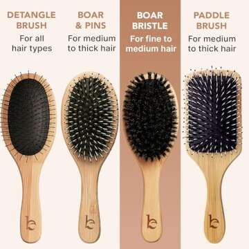 Boar Bristle Hair Brush - Smoothing Soft Bristle Brush for Men, Women & Kids, Bamboo and 100% Boar Bristles for Fine & Thin Hair, Distributes Oils for Natural Shine, Soft & Gentle on Scalp