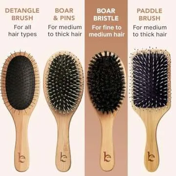 Boar Bristle Hair Brush for Shiny Hair - Eco-Friendly & Gentle
