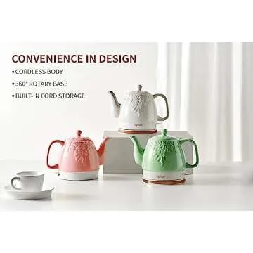 Toptier Ceramic Electric Tea Kettle for Quick Boiling Water