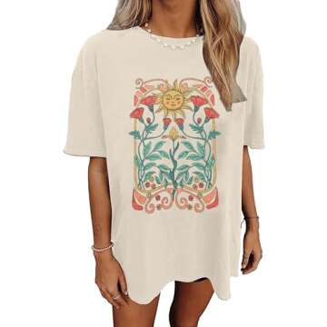 Wildflowers Shirt for Women Oversized Vintage Floral T Shirts Inspirational Graphic Tees Summer Casu...